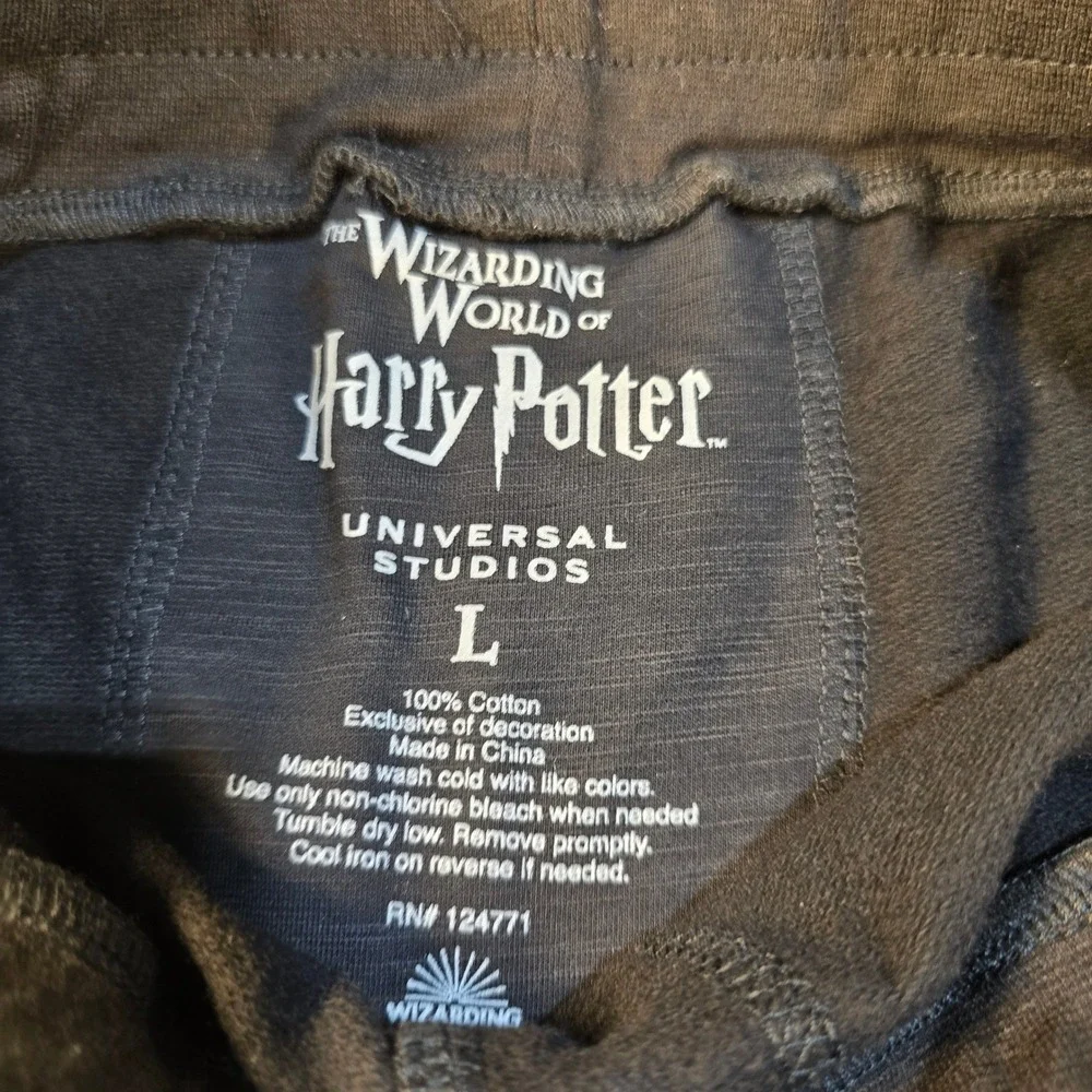 Harry Potter Universal Studios Hogwarts Crest Joggers Black Sweatpants Mens L‎